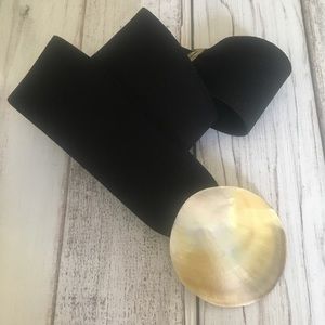 Vintage elastic belt black with abalone shell 26”
